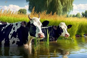 Koeien in het water